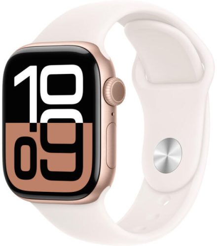 Apple Watch Series 10 GPS 42mm (Rozéarany, rózsaszín gumi pánt) MWWH3