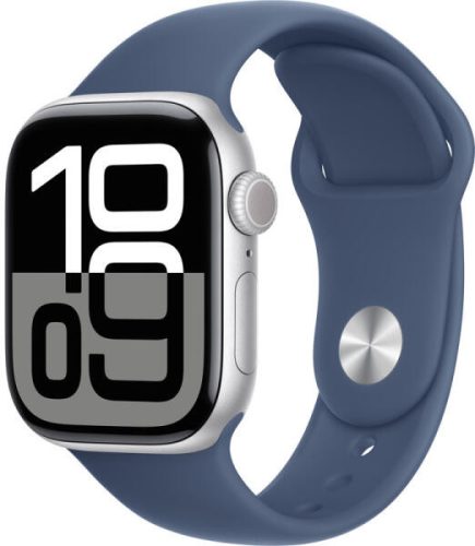 Apple Watch Series 10 GPS 46mm (Ezüst, kék gumi pánt) MWWM3