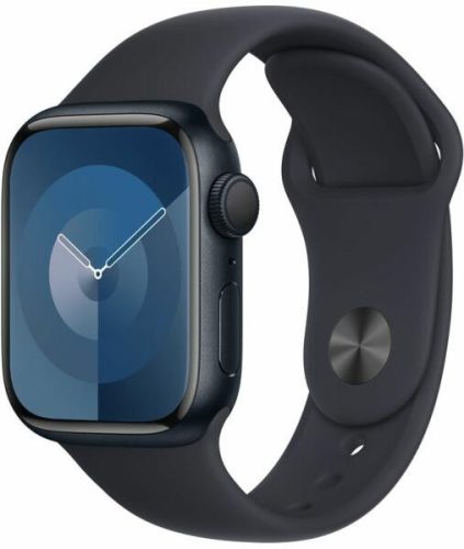 Apple Watch Series 9 Cellular 41mm (Éjfekete, gumi pánt) MRHR3