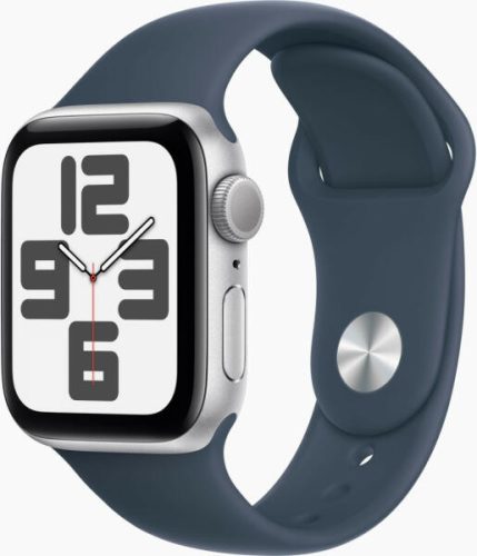 Apple Watch SE (2023) GPS 40mm (Ezüst alumínium tok, viharkék pánt) MRE23