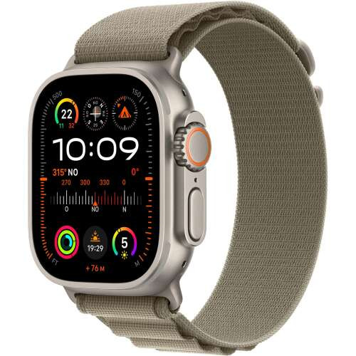 Apple Watch Ultra 2 GPS + Cellular 49mm (titántok, oliva alpesi pánt) MREX3